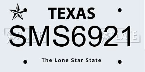 SMS6921 Texas License Plate