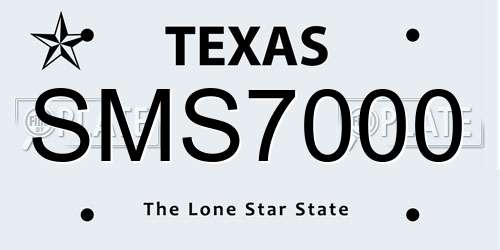 SMS7000 Texas License Plate
