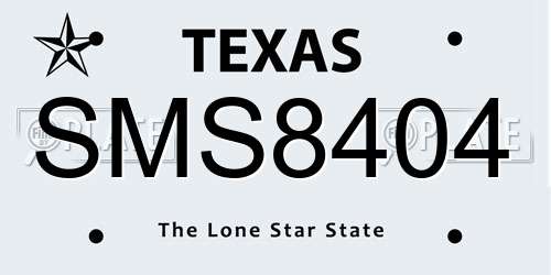 SMS8404 Texas License Plate