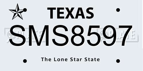 SMS8597 Texas License Plate