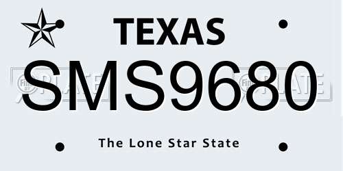 SMS9680 Texas License Plate