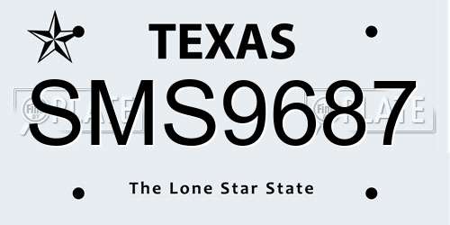 SMS9687 Texas License Plate