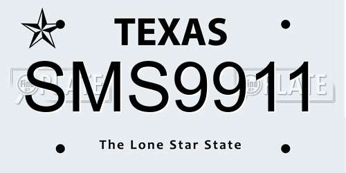 SMS9911 Texas License Plate