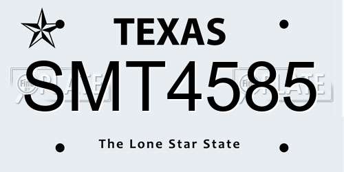 SMT4585 Texas License Plate