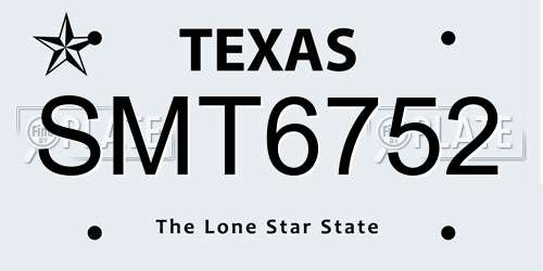 SMT6752 Texas License Plate