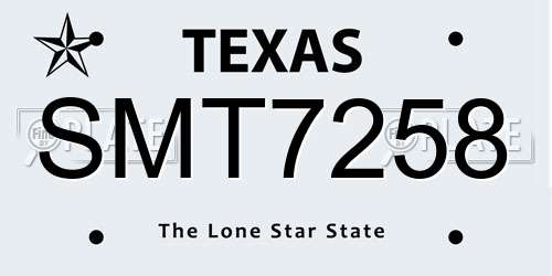 SMT7258 Texas License Plate