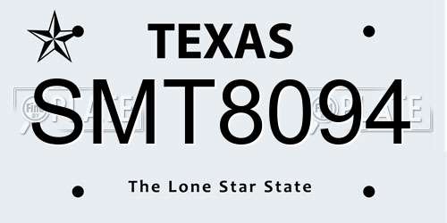SMT8094 Texas License Plate
