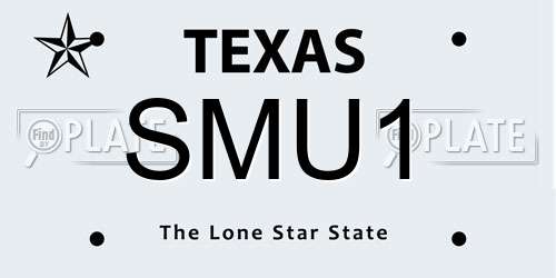 SMU1 Texas License Plate