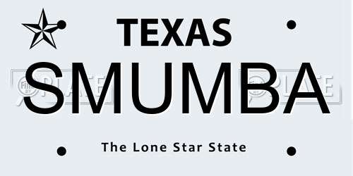 SMUMBA Texas License Plate