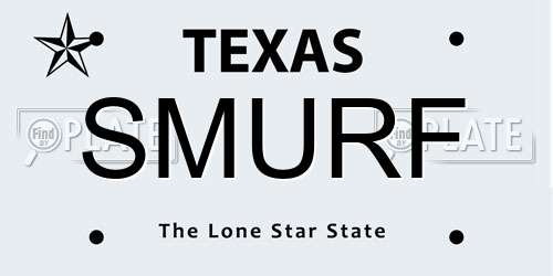 SMURF Texas License Plate