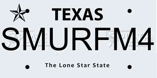 SMURFM4 Texas License Plate
