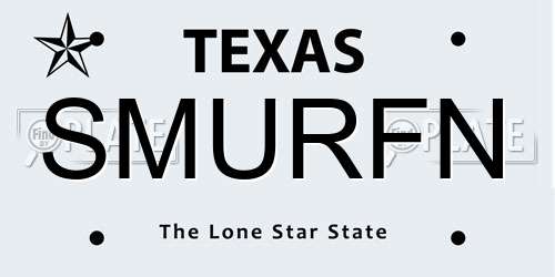 SMURFN Texas License Plate