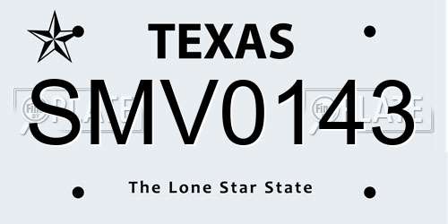 SMV0143 Texas License Plate