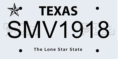 SMV1918 Texas License Plate