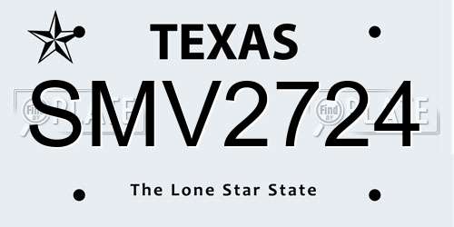 SMV2724 Texas License Plate