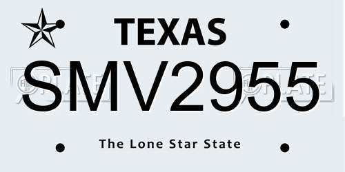 SMV2955 Texas License Plate