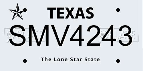 SMV4243 Texas License Plate