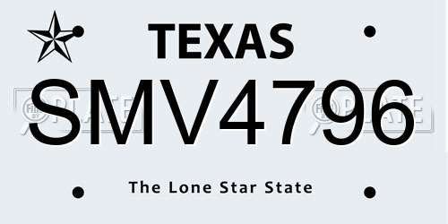 SMV4796 Texas License Plate