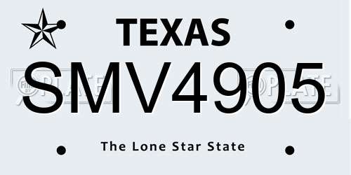 SMV4905 Texas License Plate