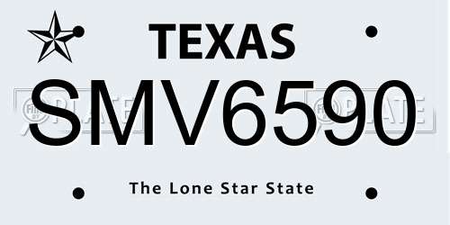 SMV6590 Texas License Plate
