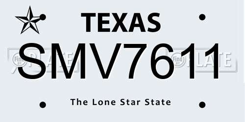 SMV7611 Texas License Plate