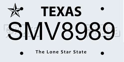 SMV8989 Texas License Plate