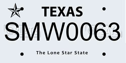 SMW0063 Texas License Plate