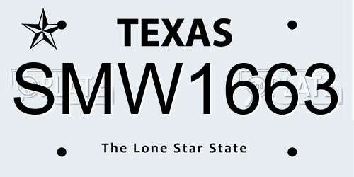 SMW1663 Texas License Plate