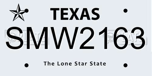 SMW2163 Texas License Plate