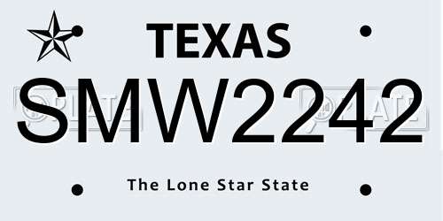 SMW2242 Texas License Plate
