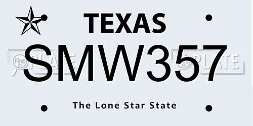 SMW357 Texas License Plate