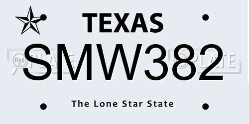 SMW382 Texas License Plate