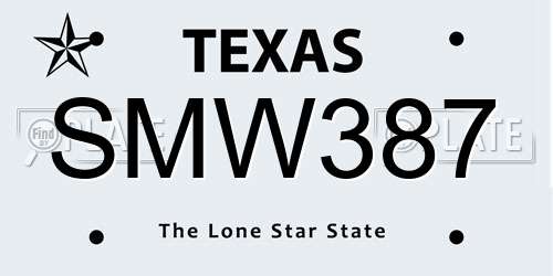 SMW387 Texas License Plate
