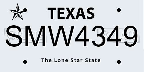 SMW4349 Texas License Plate