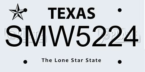 SMW5224 Texas License Plate