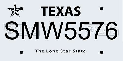 SMW5576 Texas License Plate