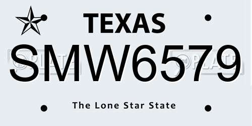 SMW6579 Texas License Plate