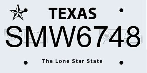 SMW6748 Texas License Plate