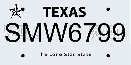 SMW6799 Texas License Plate