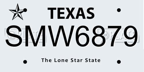 SMW6879 Texas License Plate