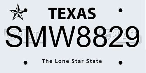 SMW8829 Texas License Plate