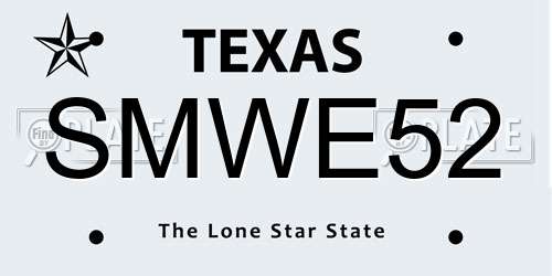SMWE52 Texas License Plate