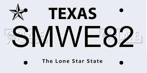 SMWE82 Texas License Plate