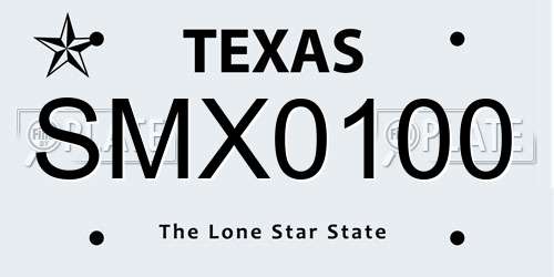SMX0100 Texas License Plate
