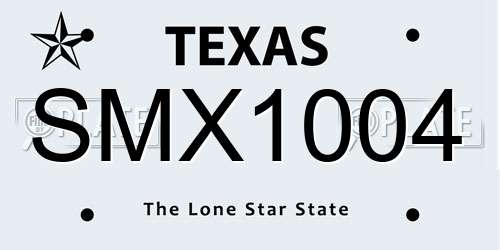 SMX1004 Texas License Plate