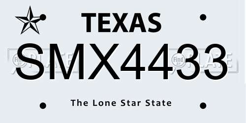 SMX4433 Texas License Plate