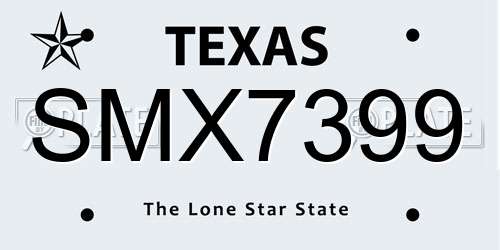 SMX7399 Texas License Plate