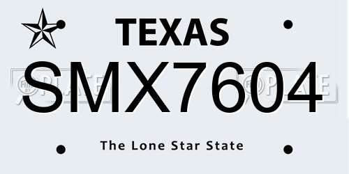 SMX7604 Texas License Plate