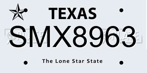SMX8963 Texas License Plate
