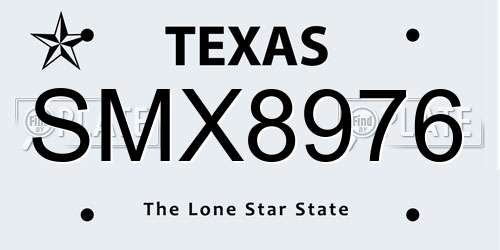 SMX8976 Texas License Plate